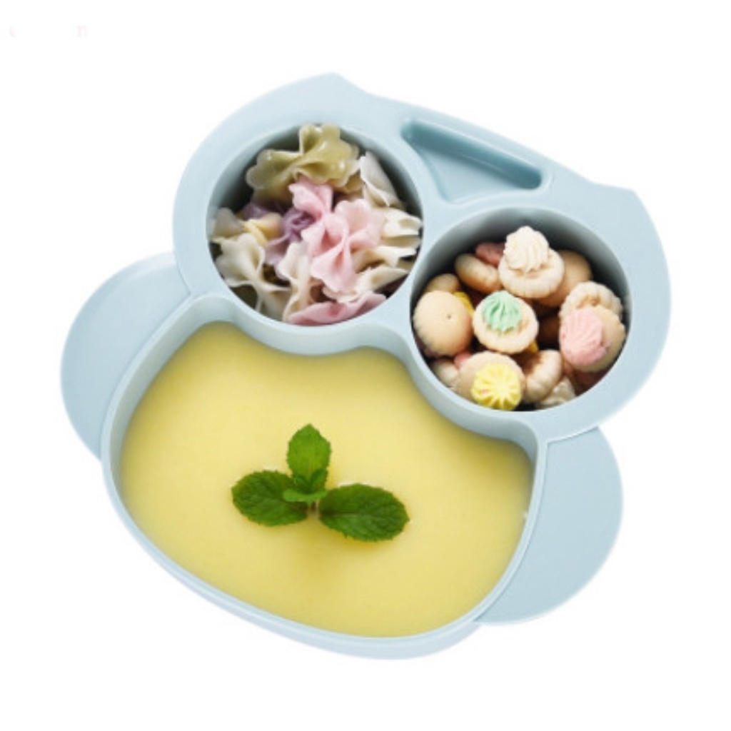 Bộ 4 Dụng Cụ Ăn Dặm Cho Bé Khay,Thìa, Dĩ Ống Hút, Đế Hút Chân Không, Đảm Bảo An Toàn Cho Bé