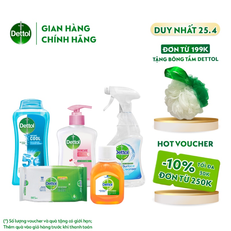 [Mã FMCGDET52 giảm 8% đơn 250k] Combo bảo vệ kháng khuẩn toàn diện Dettol