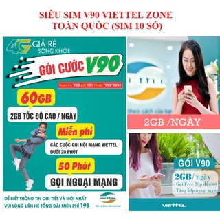 Sim 4G Gói V90 10 số dễ nhớ Zone Toàn Quốc