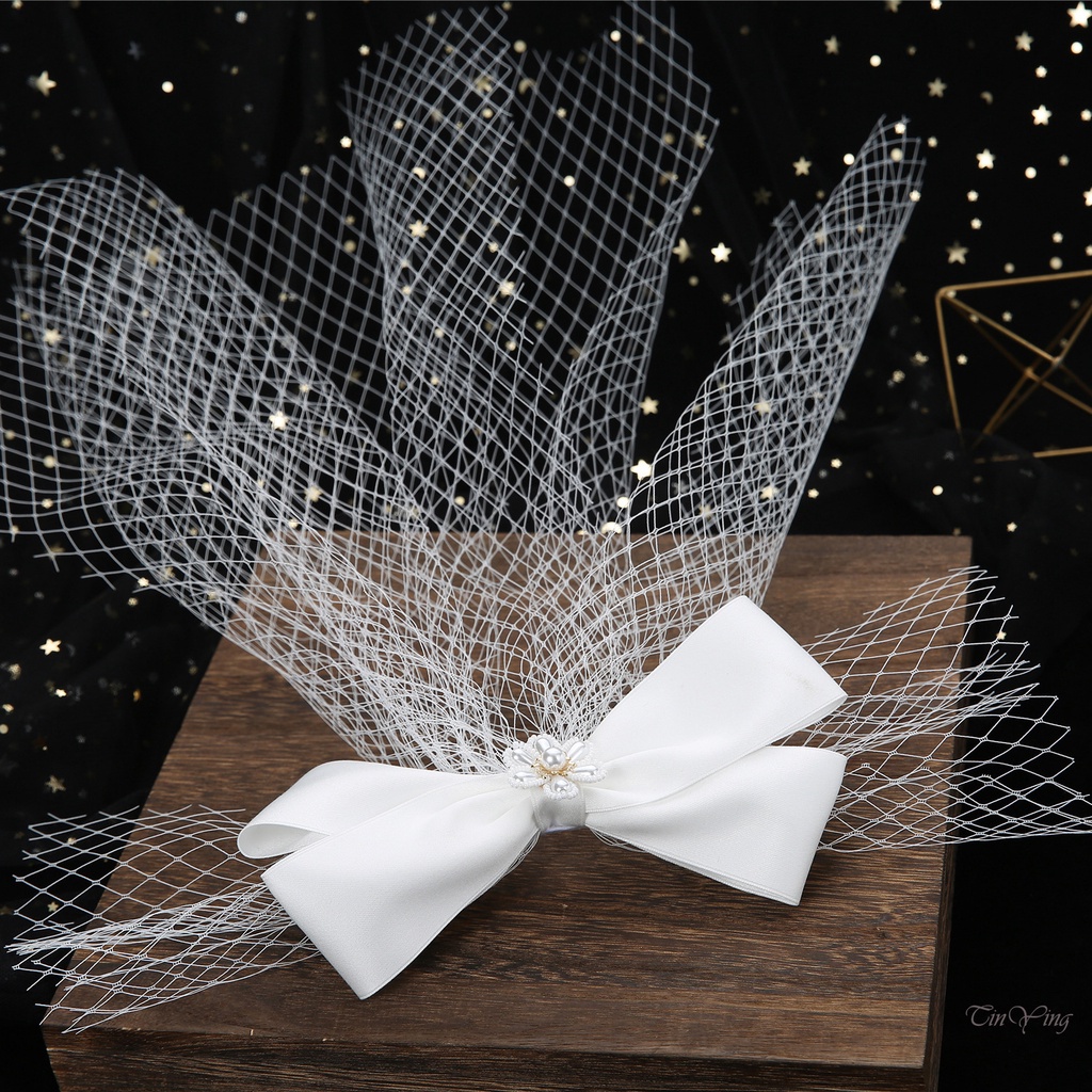 GETNOIVAS Mạng Che Mặt Cô Dâu Thiết Kế Thắt Nơ Lớn 35 x 10Cm Chất Liệu Bền Thiết Kế Tinh Tế Thoải Mái