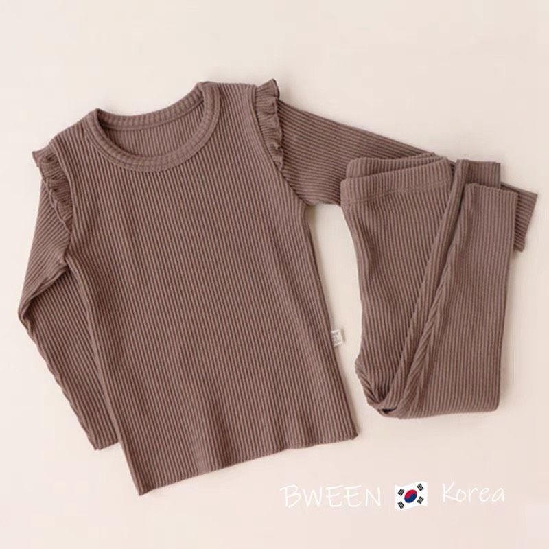 Bộ tăm cotton bé gái dài tay Đồ bộ cho bé mặc thu đông 1 2 3 4 5 6 tuổi