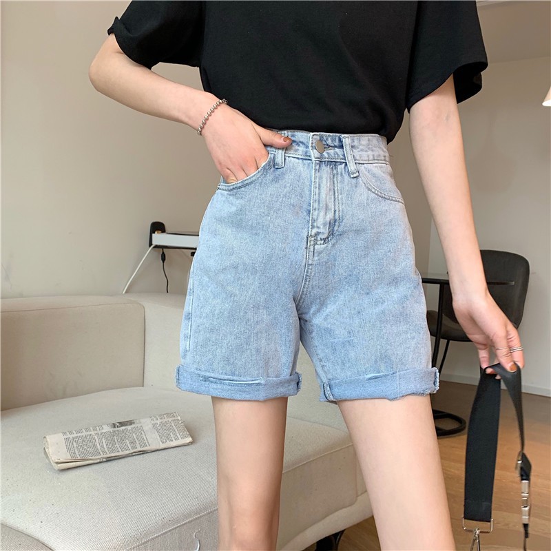 Xiaozhainv Quần Đùi Denim Ống Rộng Rách Tua Rua Cá Tính | BigBuy360 - bigbuy360.vn