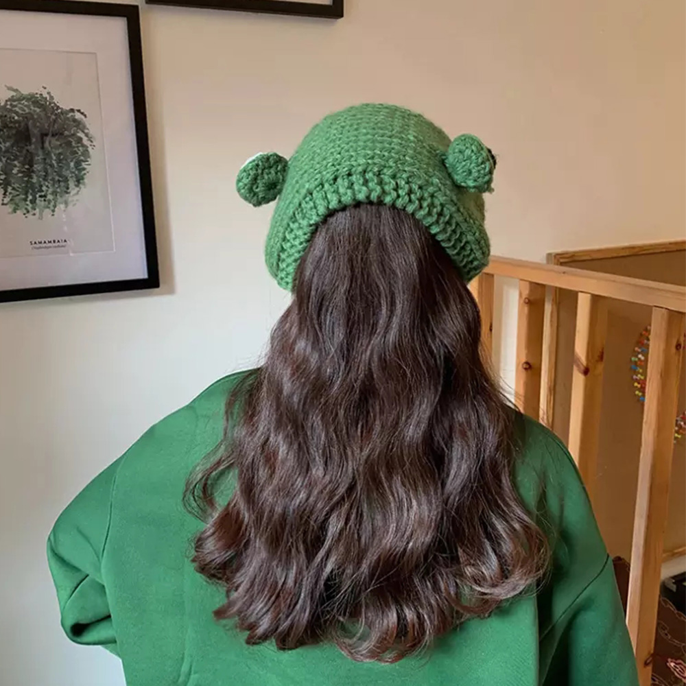 Nón Len Dệt Kim Hoạ Tiết Hình Con Ếch Sành Điệu Dành Cho Nữ