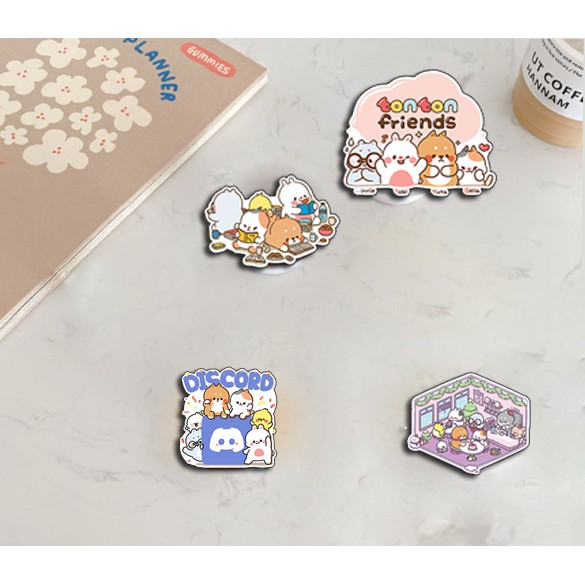 kẹp điện thoại mica tonton KMC5 giá đỡ cute totoro vô diện chuột vàng shin one piece sumikko jinbeisan kero CCS
