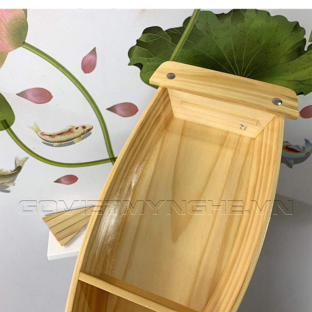 [Dài 48cm - Hàng chuẩn Nhật] Khay thuyền gỗ đựng sushi sashimi - khay thuyền gỗ để setup lẩu - Dài 48cm