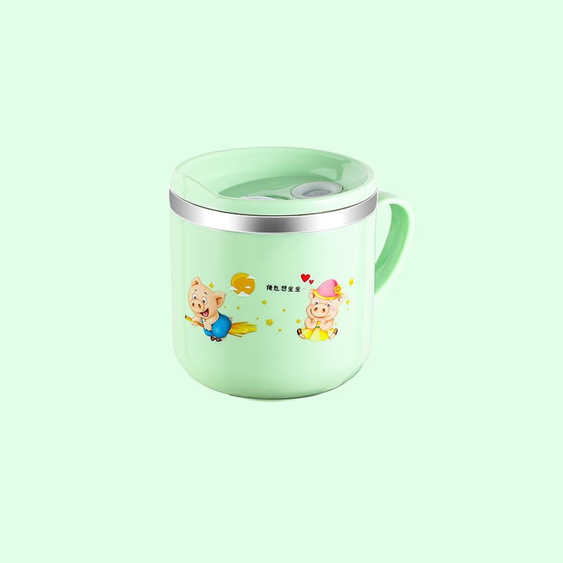 Cốc uống nước giữ nhiệt dung tích 250ml Inox 304 có nắp đậy chống đổ cao cấp an toàn cho bé