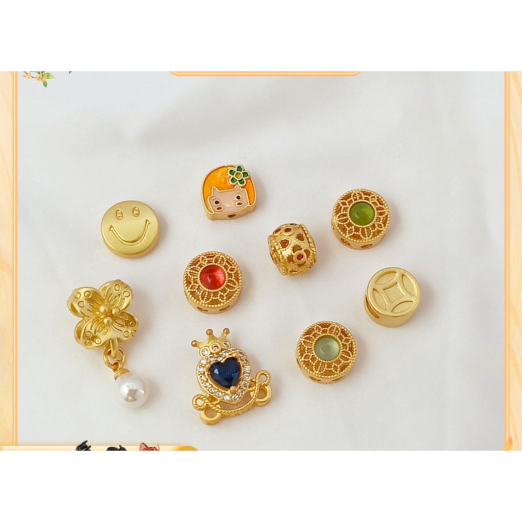 Hạt Rỗng Xỏ Lỗ Hình Hoa Mặt Cười Màu Sắc Mạnh Mẽ Dùng Làm Trang Sức diy