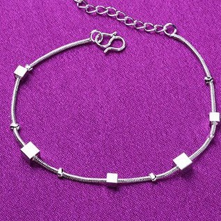 Lắc Chân Nữ Bạc 925 Thiết Kế Nhiều Hình Vuông Đan Xen Nhau Phong Cách Hàn Quốc UMI JL008