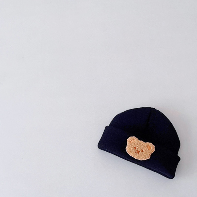Mũ Beanie Dệt Kim Mềm Mại Màu Trơn Hình Gấu Hoạt Hình Hàn Quốc Giữ Ấm Mùa Đông Cho Trẻ Sơ Sinh
