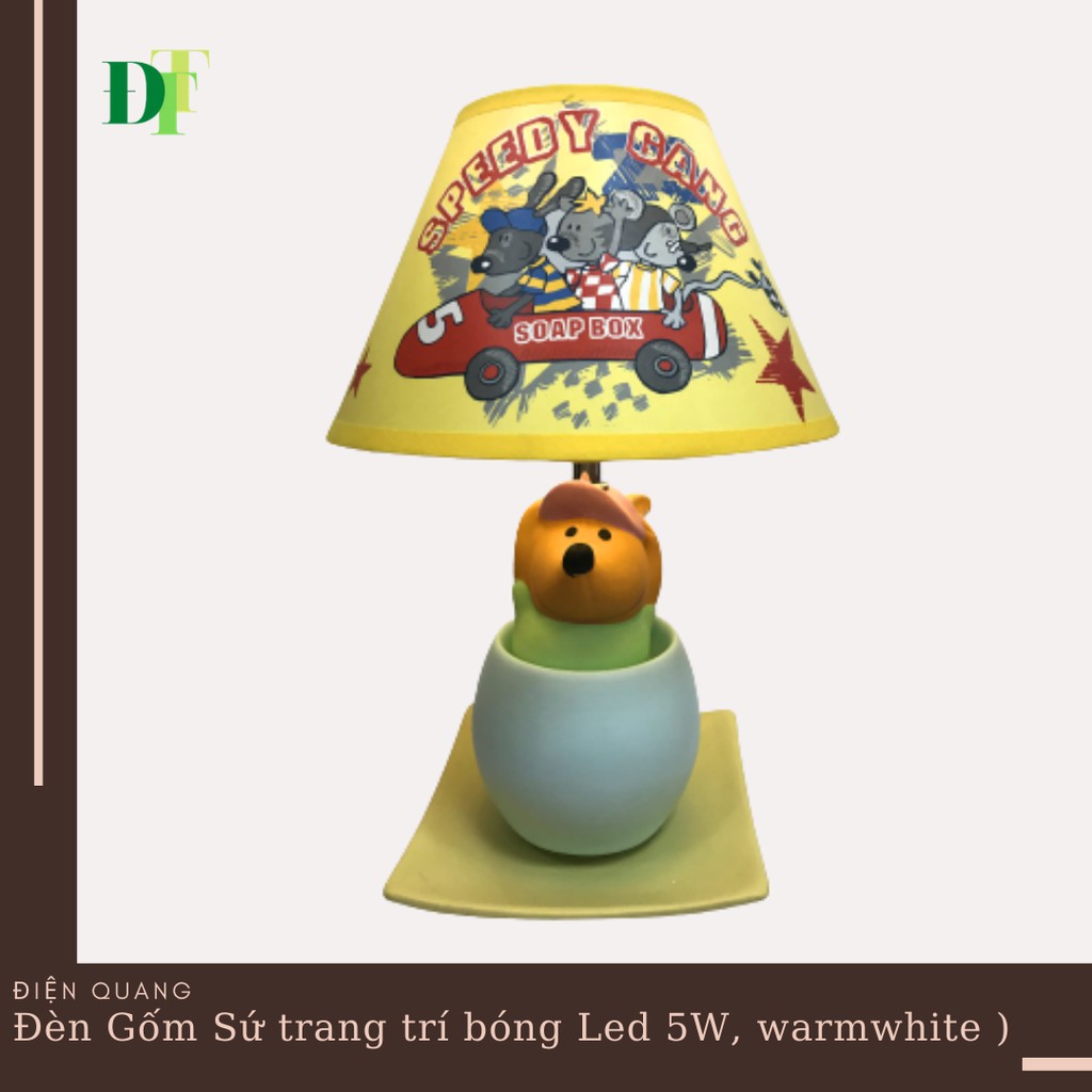 Đèn Gốm Sứ trang trí Điện Quang ĐQ DL18 WW ( Thân hình gấu vàng, bóng Led 5W, warmwhite )
