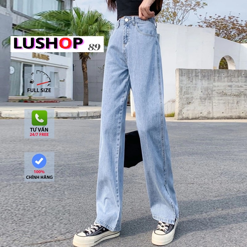 Quần jean bò ống rộng quần jean bò ống suông jeans nữ lưng cao cạp cao quần nữ đẹp hot QT24 lushop89 | BigBuy360 - bigbuy360.vn
