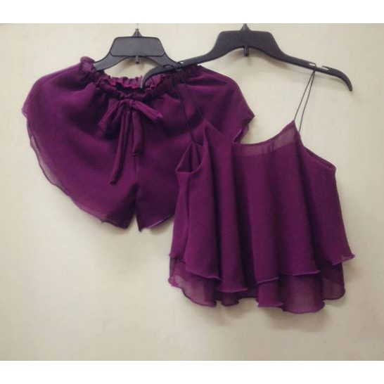 Set đồ bộ ngủ 2 dây thời trang vải voan cực kỳ quyến rũ và mát mẻ cho nữ - Set bướm | BigBuy360 - bigbuy360.vn