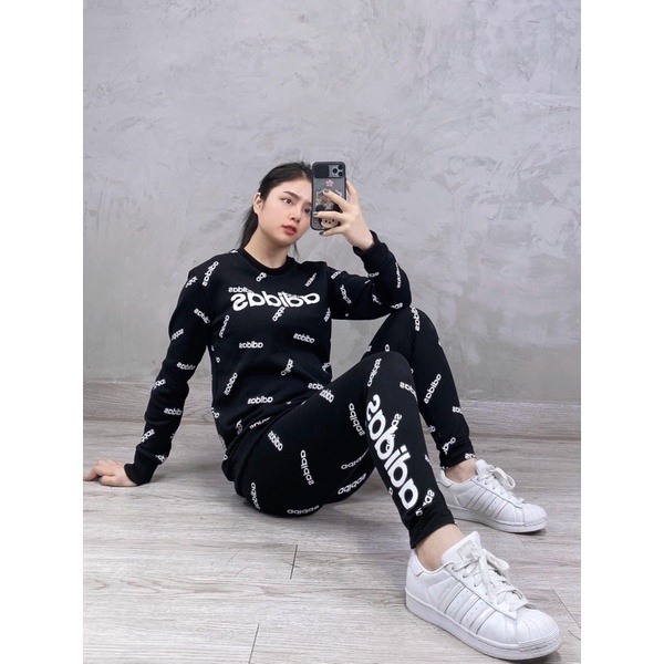 (ảnh thật) Set bộ áo SWEATER + LEGGINGS AOP PRINT