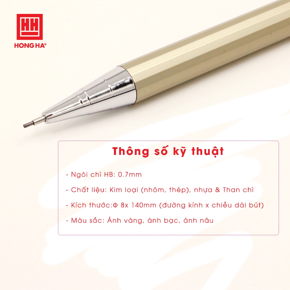 Bút chì kim Hồng Hà Ngòi 0.7mm - Vỏ kim loại không hao mòn chống gỉ - 3543