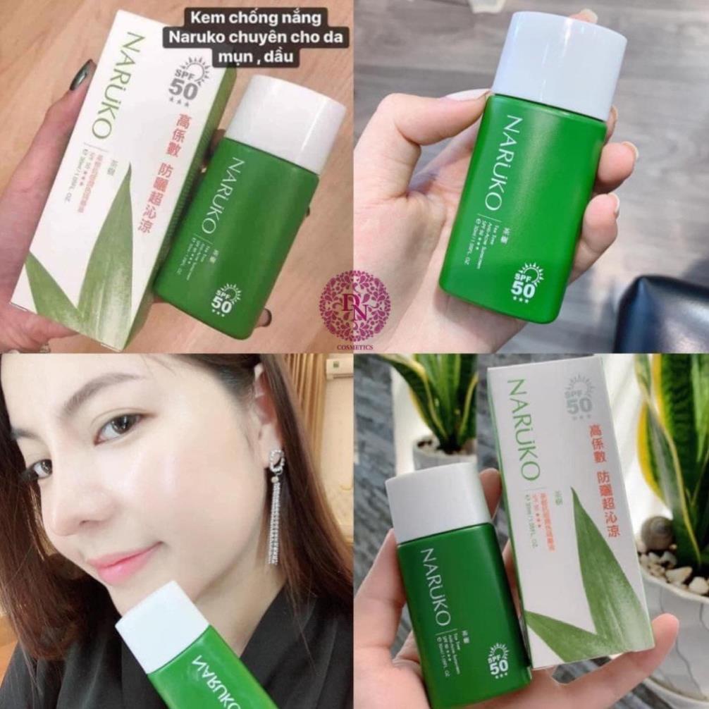 Kem Chống Nắng Tràm Trà Cho Da Dầu Mụn NARUKO Tea Tree Anti -Acne Sunscreen SPF50 pa +++ 30ml