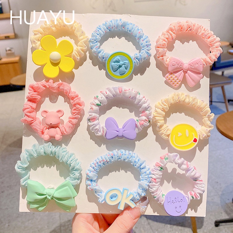 Bộ 5 Dây Cột Tóc Nhiều Màu Sắc Phong Cách Hàn Quốc Thời Trang Cho Bé Gái