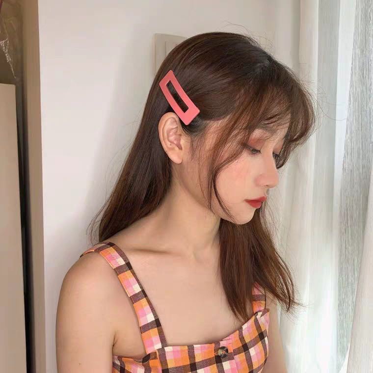 Kẹp tóc mái hình vuông nhiều màu sắc dễ thương phong cách Hàn Quốc cho nữ sinh