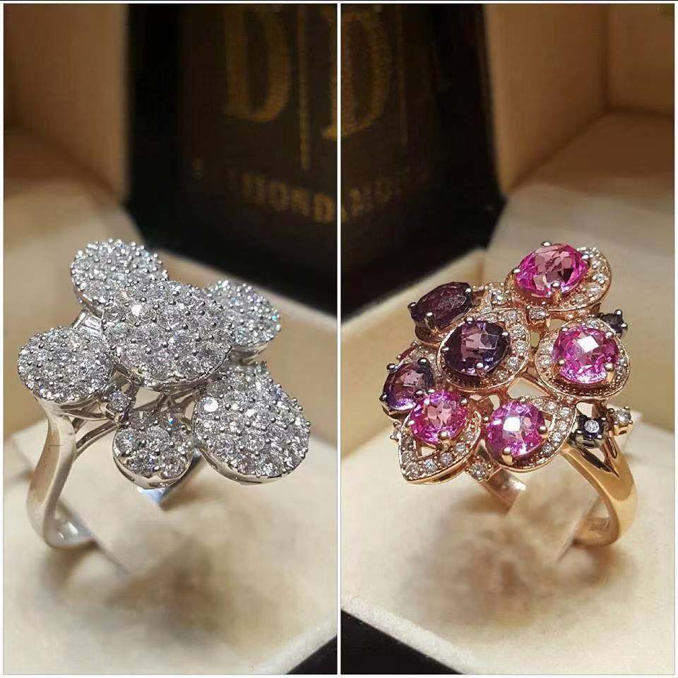 Nhẫn mạ vàng đính đá zircon nhiều màu sắc sáng tạo