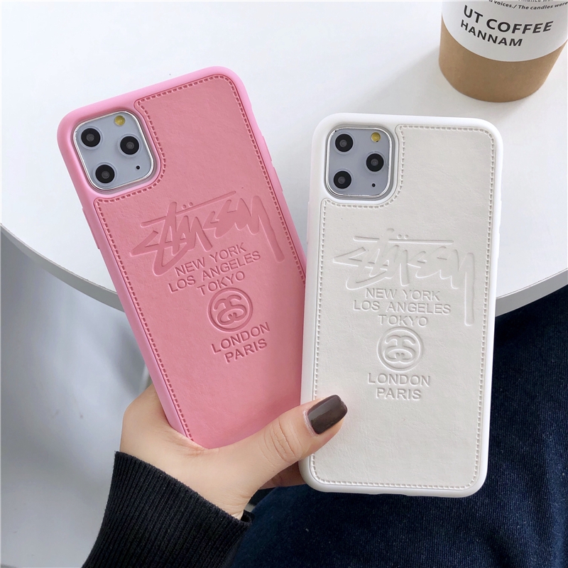 Ốp điện thoại bọc da PU mềm họa tiết Stussy 3D chống sốc cho IPhone 7 8 6 6S Plus 11 Pro Max XS Max X XR