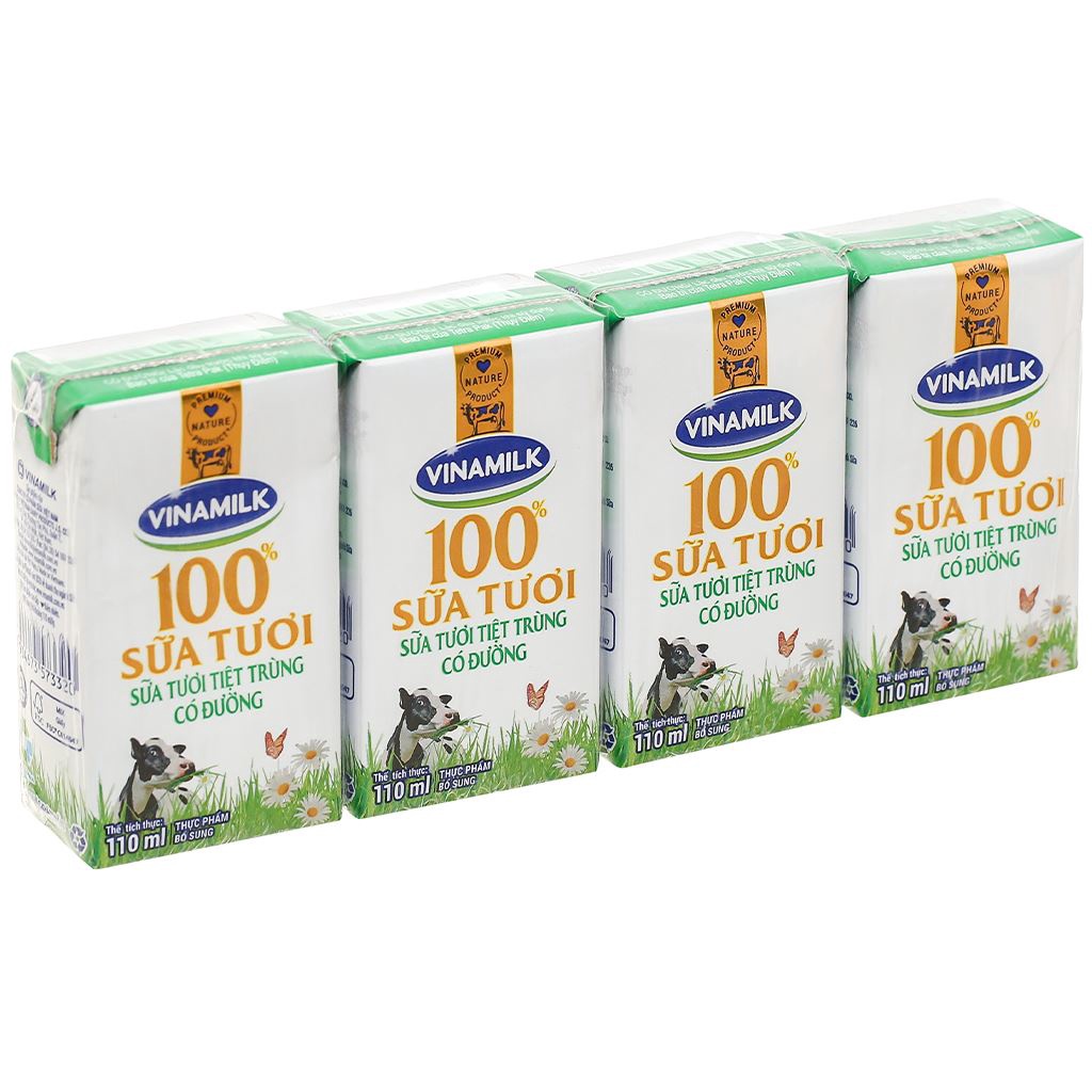 Thùng 48 Hộp Sữa Tươi Tiệt Trùng VINAMILK 100% Có Đường 110ml