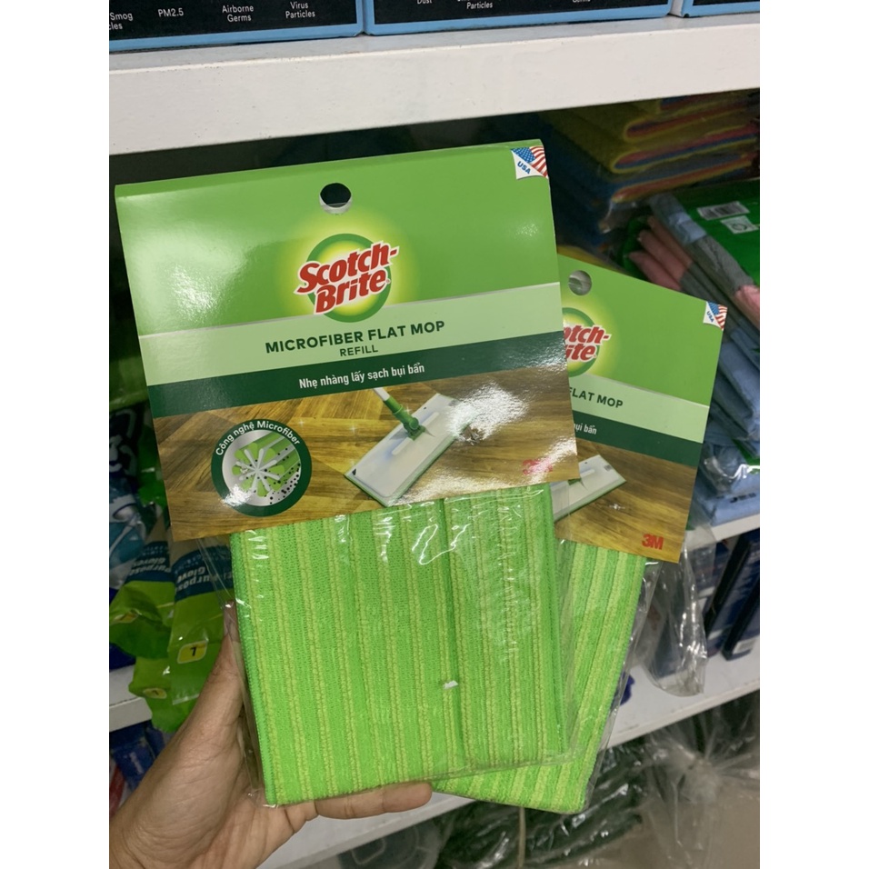 Khăn lau nhà microfiber Scotch Brite 3M - Khăn lau thay thế cây lau Microfiber cao cấp - Kích thước 37 x 14