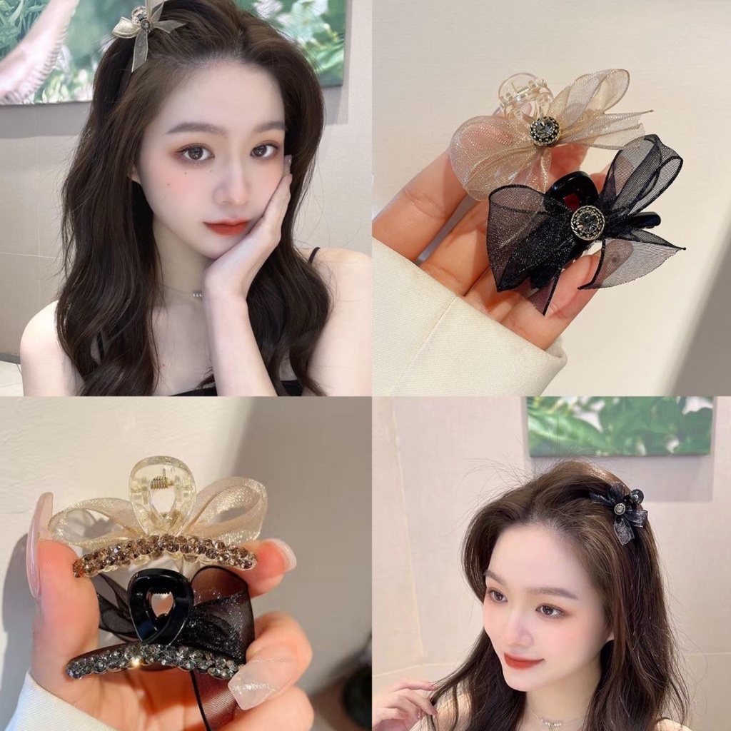 Kẹp Tóc Đính Đá Phối Ren Phong Cách Vintage 2022