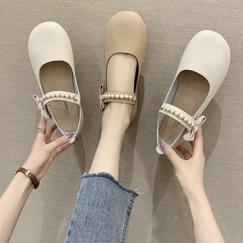 Jiashucheng Giày Lười Da Đế Bằng Kiểu Dáng Xinh Xắn Hợp Thời Trang