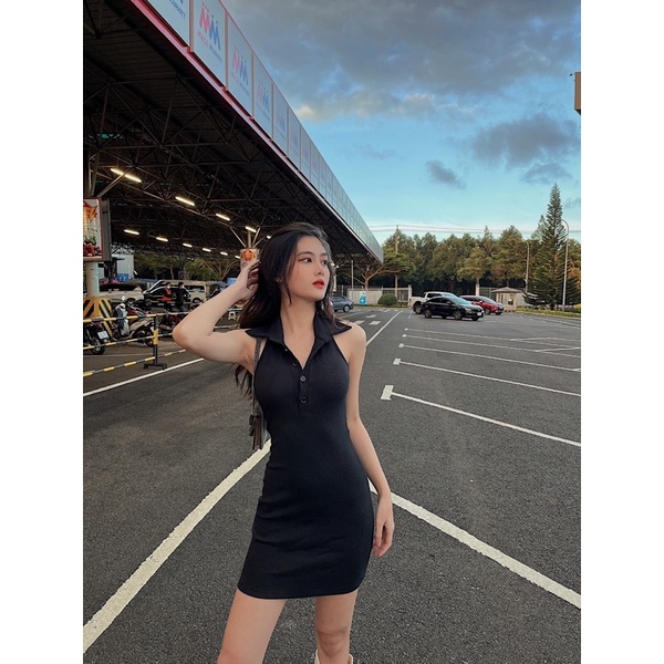 POLO DRESS [𝐂𝐇𝐎𝐂𝐎𝐋𝐀𝐓𝐄 𝐦𝐢𝐱𝐱] Váy ôm body Polo chất bo gân dày dặn