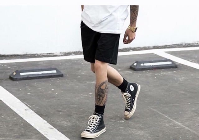 Quần Short Thun trơn cao cấp Boin Unisex, Quần đùi thun da cá trơn đen  co dãn 4 chiều cho nam nữ _ Hình Thật