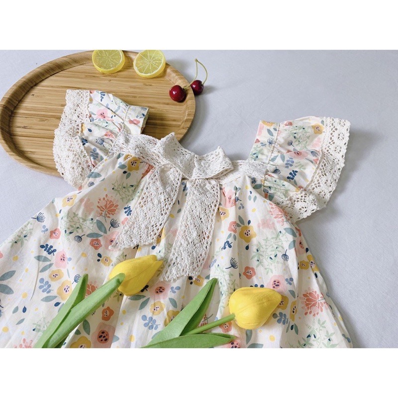 Đầm cotton phối ren