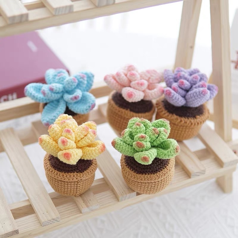 DIY Gói Nguyên Liệu Móc Chậu Hoa Len Sen Đá 🌺 🪷 🌸- Quà Tặng Handmade Tự Làm Decor