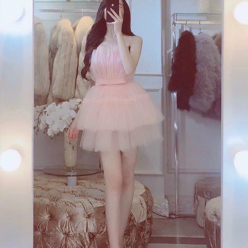 G-đầm cup lưới xoè