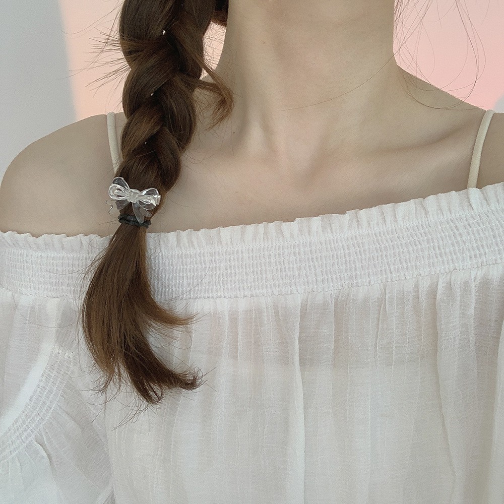 Kẹp tóc Hàn Quốc hình nơ trong suốt xinh xắn cho nữ