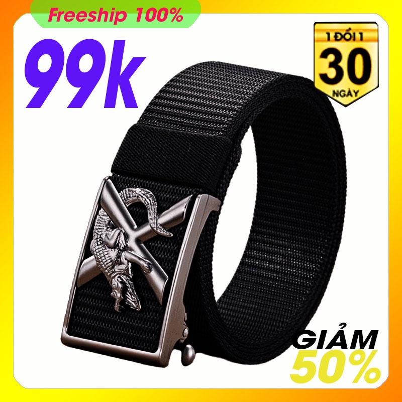 Thắt Lưng Nam Vải Dù Size 3,8 x 120 cm Tự Động - Đầu Khóa Kim loại - Nhiều Hình Mẫu Đẹp Phong Cách Lịch Lãm Sang Trọng -