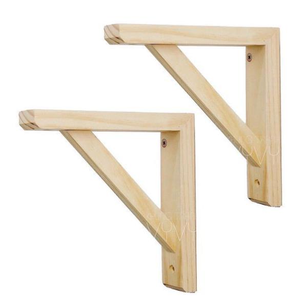 Cặp chân kệ gỗ treo tường, eke gỗ, giá đỡ chữ L màu gỗ tự nhiên