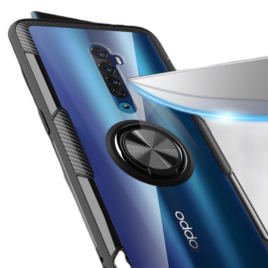 Ốp lưng Reno 10x Zoom giá đỡ lưng trong viền màu chống sốc kiêm nhẫn hút trên ô tô