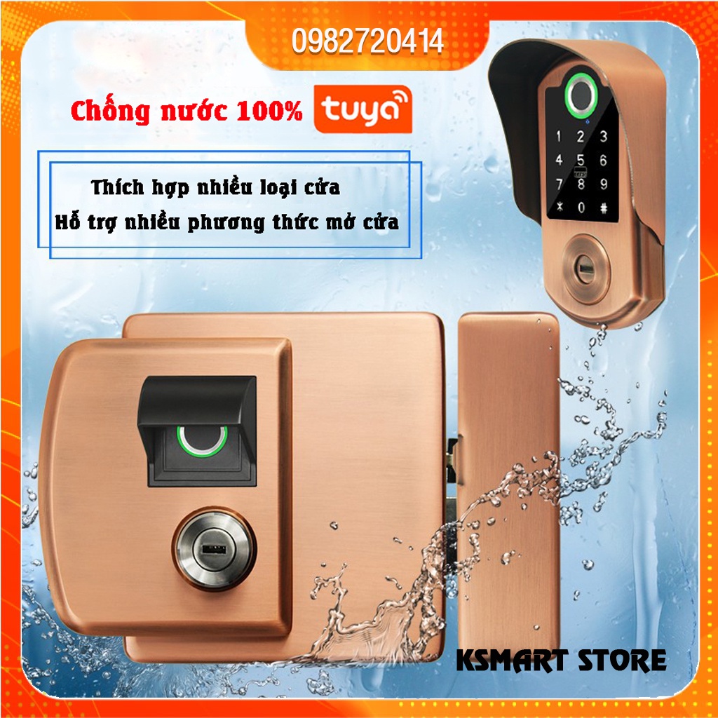 Khóa Vân Tay 2 Mặt Cửa Cổng Sắt, Nhôm Đúc Chống Thấm Nước
