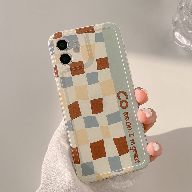 Ốp Điện Thoại Họa Tiết Kẻ Ô Cho IPhone 13promax 12 11 7Plus X XR XSMAX
