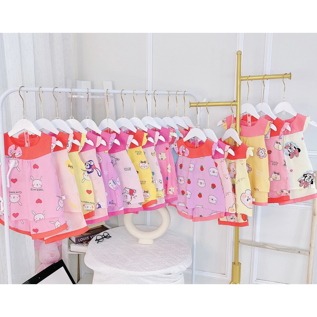 Bộ lanh lụa bé gái  Mềm mịn ít nhăn - Lanh Thái dáng baby doll