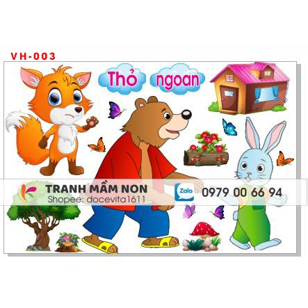 Decal Mầm non - GÓC VĂN HỌC tổng hợp 1(chọn tranh thơ, truyện) khổ lớn 127x80