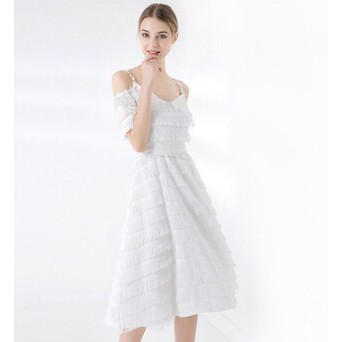 Đầm tay rơi chữ A thanh lịch trẻ trung - Hình chụp thật