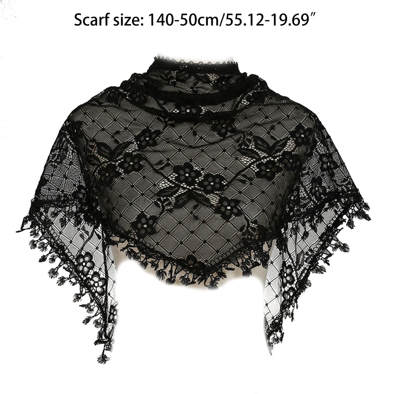 Khăn Choàng Ren Tam Giác In Họa Tiết Hoa Nhẹ Nhàng Cho Nữ