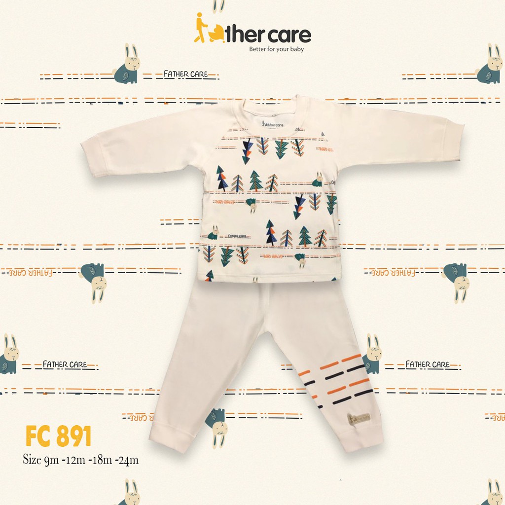 Bộ Quần áo FatherCare Raglan nỉ DT - Thỏ &amp; Cây (Họa tiết - Trơn) FC891