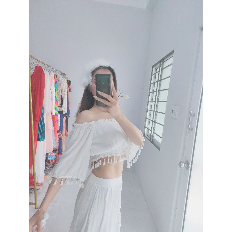 MAXI ĐI BIỂN BOHO BẠCH THỐ CAO CẤP shop tự chụp