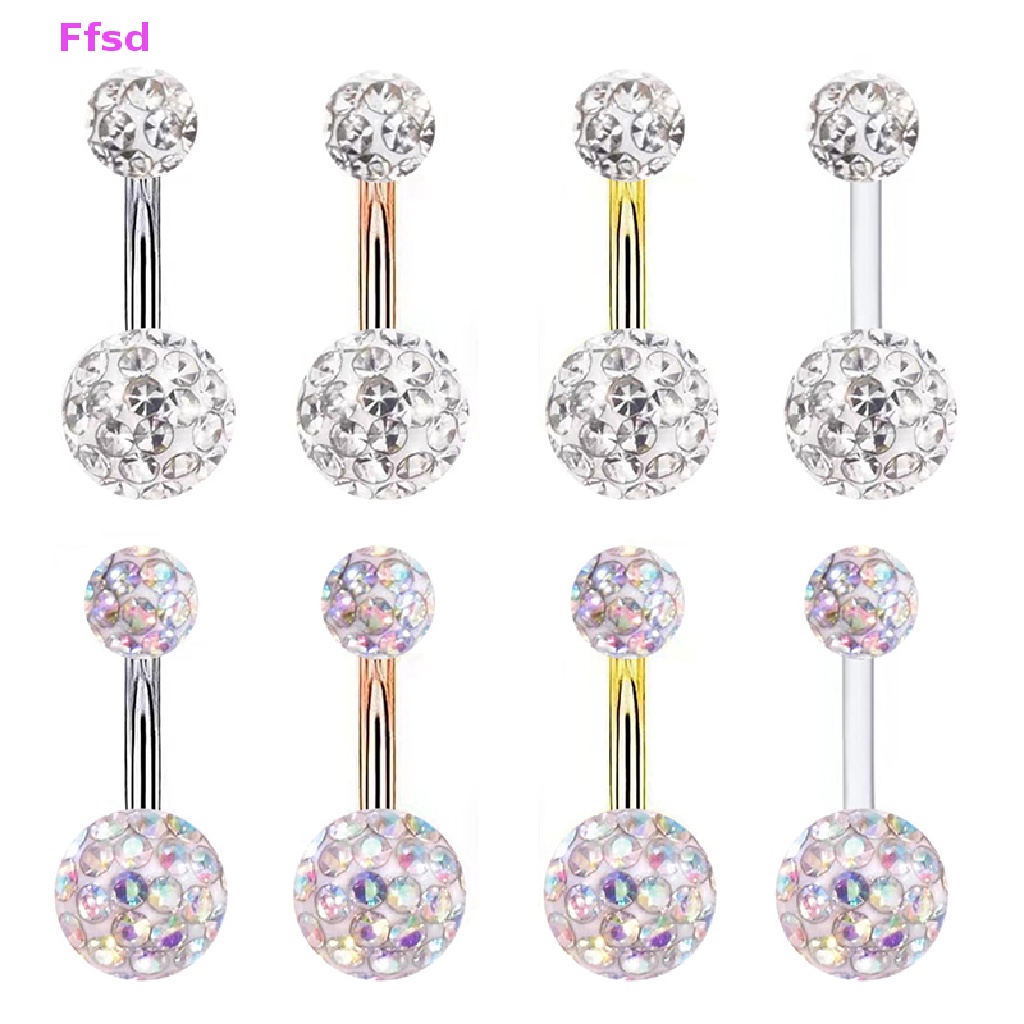 {Ffsd} Khuyên Rốn Bằng Thép Không Gỉ Đính Đá Pha Lê Nhiều Màu Sắc Chất Lượng Cao Quyến Rũ Dùng Để Phẫu Thuật Bụng / Móng Tay / Rốn Người