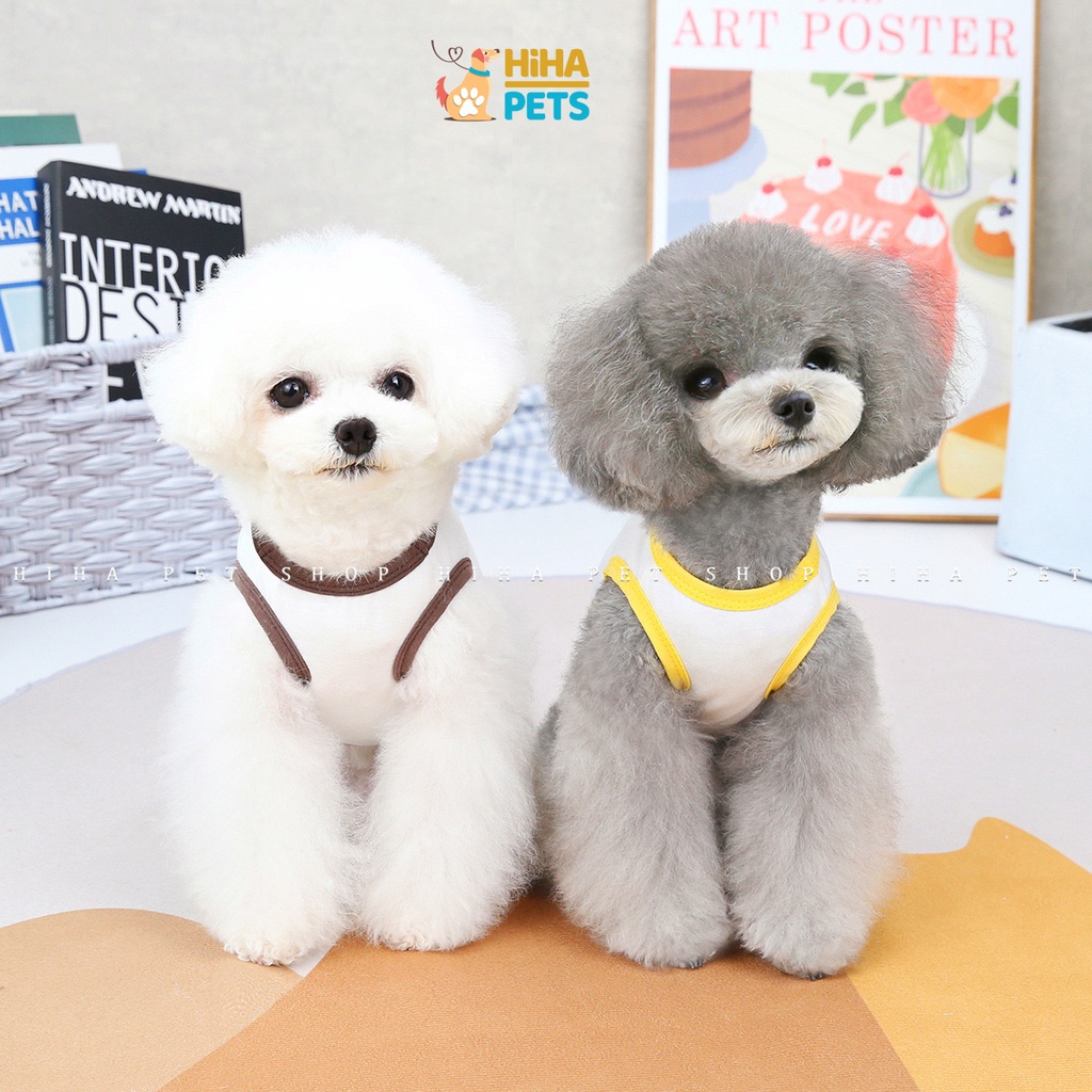 Áo Thun Cho Chó Mèo Vải Cotton Mát Mẻ Quần Áo Thú Cưng Ba Lỗ Mùa Hè Dễ Thương Hihapet.