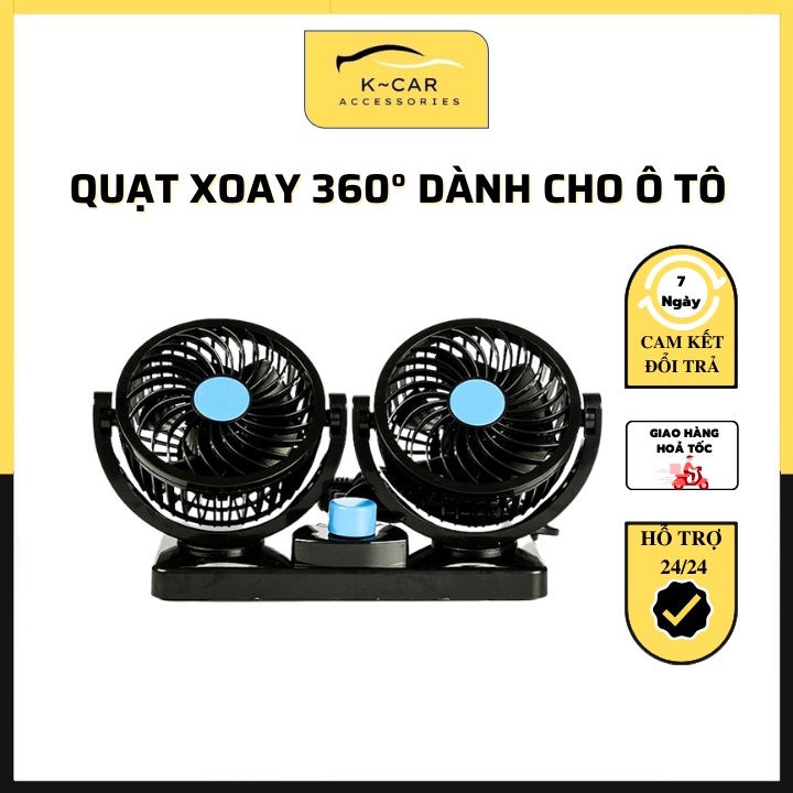 Quạt mini dành cho ô tô, quạt xe hơi 12v xoay 360° hàng cao cấp rất tiện ích - Kcar