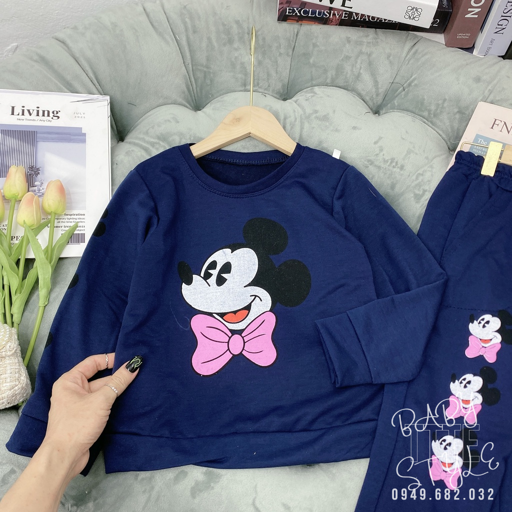 Bộ quần áo thu đông &quot;MICKEY&quot; 14-45kg cho bé gái 4-14 tuổi. Thiết kế xinh xắn, đáng yêu. G30