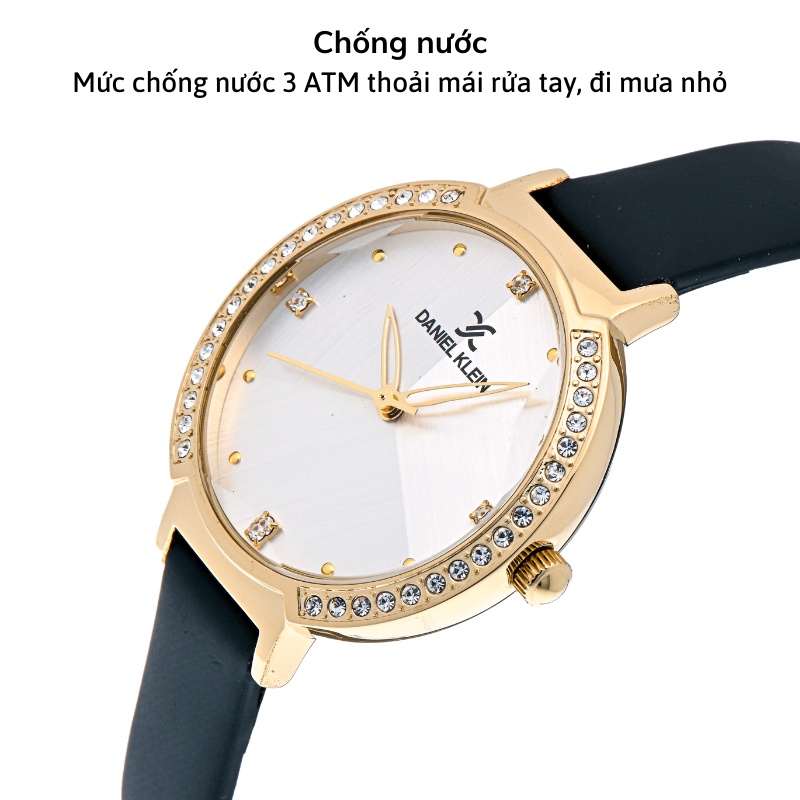 Đồng hồ nữ Daniel Klein Watch DK.1.12847 mặt nhỏ đính đá, kính cứng chống xước, chống nước, dây thép đeo tay cao cấp