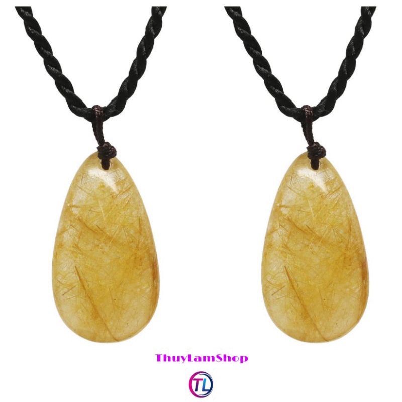 Mặt dây chuyền giọt nước đá tóc vàng, dùng đeo cổ, thanh tẩy năng lượng tiêu cực